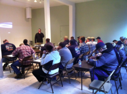 Sam Lanier, a captain for Cal-Fire and CSO for FireWhat Inc., teaches a firefighter training class in Dunsmuir, CA